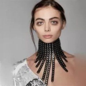 Black Leather Neck Belt Collar Studded Necklace Choker Slave Fetish Bondage BDSM